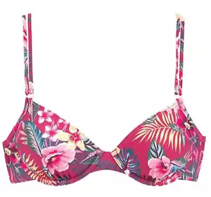 Top de bikini floral rojo óxido 16D 16 D copa con aros almohadillas extraíbles trajes de baño - Imagen 1 de 2