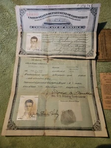 Certificado de Identificación de Marinero Original 1938 - Puerto de Boston Misa Raro - Imagen 1 de 10