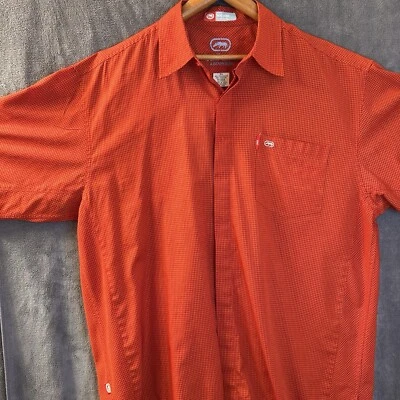 Ecko Unlltd Men’s XL Orange Checked Woven Shirt Pocketed Short Sleeve - Image 1 of 4