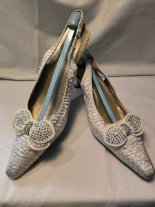 John Fashion Womens Black/Silver/White Slingback pump sz.11 B Occasion - Picture 1 of 6