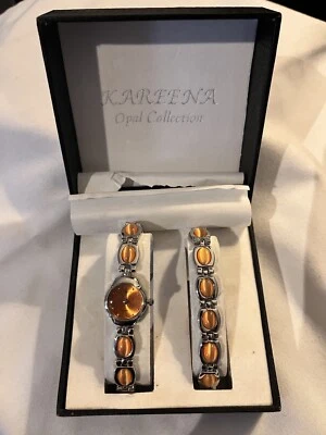 Kareena Opal Collection Set Of Watch And Bracelet Coral Toned - Image 1 of 4