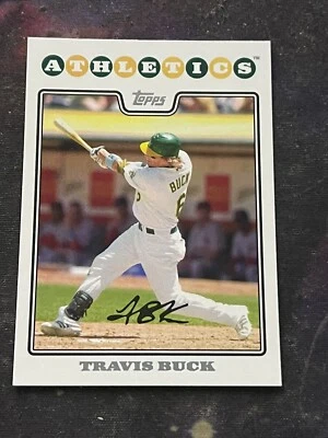 TOPPS 2008 MLB TRAVIS BUCK #519 OUTFIELD OAKLAND ATHLETICS BASEBALL CARD - Image 1 of 2