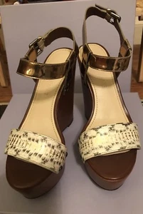 Vera Wang Jamaya Snake Print Leather Platform Sandals Women's Size 7M - Picture 1 of 7