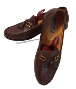 Stanley Blacker Mens Tassel Horsebit Italian Brown Leather Loafers 10.5 - Picture 1 of 9