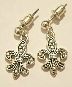 Neu Silber Markasiten Fleur-de-Lis Ohrringe - Bild 1 von 2