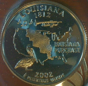 FALL & WINTER SALE-UNITED STATES-UNC. 2002 S LOUISIANA PROOF ST. QUARTER KM# 333 - Picture 1 of 3