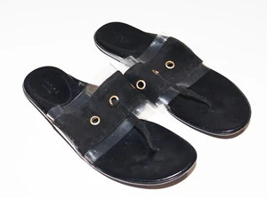 Gucci Plastic Suede Flip Flop Sandals Grommet Details size 8.5 - Picture 1 of 10