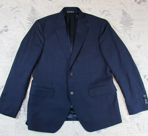 Saks Fifth Ave Ermenegildo Zegna Suit Jacket blue windowpane Mens Modern Fit 40S - Picture 1 of 6