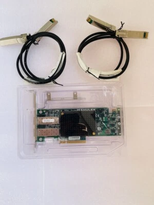 Emulex EMU-P005414 OEC11102 2-Port PCI-E 10GB/S  Network Card +2PCS 1M SFP cable - Image 1 of 4