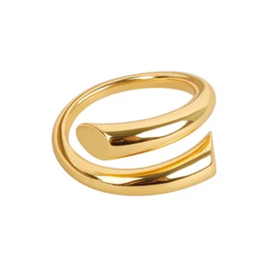 925 STERLING SILVER PLATED ADJUSTABLE GOLD FINGER RING-NOT TOE RING - Picture 1 of 3