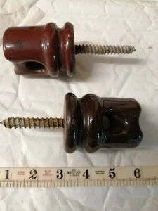 2 BROWN PORCELAIN / CERAMIC ELECTRICITY INSULATORS INDUSTRIAL DESIGN STEAMPUNK - Picture 1 of 1