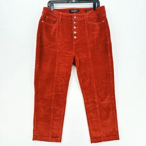 Judy Blue Jeans Womens 15 32 Corduroy Ankle Straight Rust Red Orange Preppy EUC - Picture 1 of 13