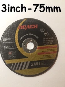 3 inch - 75mm x 1mm Metal Cutting Discs for Stainless Steel Air Cut Off Disc - Picture 1 of 1