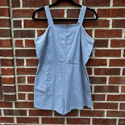 Pantalones Cortos She + Sky Mameluco Mujer Grande Azul Sin Mangas Informal Minimalista Versátil Foto 1 de 4