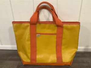 Vintage LL Bean Tote Bag XL 80’s Rare Heavy Duty Rubberized Yellow Orange USA - Picture 1 of 24