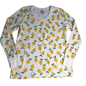 Hanna Andersson Long Sleeve Shirt, White with Lemons Print. Size Women's Large - Picture 1 of 10