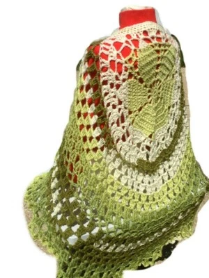 Long Poncho Circular Shawl Avocado Crochet Printed  Pattern   - Image 1 of 4