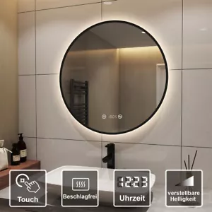 Badspiegel LED Beleuchtung Beschlagfrei Uhr Badezimmerspiegel Wandspiegel 80cm - Bild 1 von 7