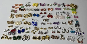 (Lot of 75+ Pairs) Vintage Quality Earrings Flowers Hearts Animals Holidays Gems - Picture 1 of 23