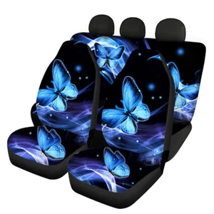 Butterfly Printing Universal Front Rear Car Seat Cover 4 Pack Set for Women - Picture 1 of 11