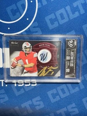 2021 Wild Card Matte Thumbagraphs Justin Fields Red /15 RC AUTO HGA 9 RARE - Image 1 of 2