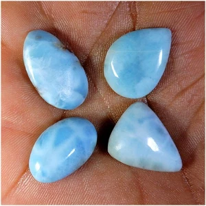 Pera Larimar azul natural de 50,50 quilates y cabujón en forma ovalada 4 piezas piedras preciosas - Imagen 1 de 2