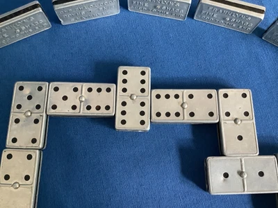 Double 6  Dominoes Set (28) ~ Metal Advertising Franklyn’s Fine Shagg Tobacco. - Image 1 of 4