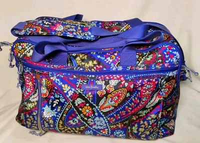 Vera Bradley Lighten Up Weekender Travel Bag Blue Purple Paisley Tote Carry-On - Image 1 of 4