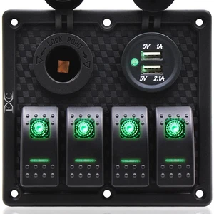 Pannello interruttore a bilanciere barca marina impermeabile 4 velocità con doppia presa slot USB +... - Foto 1 di 7