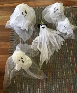 (5) Halloween Decorations ~ 4 Light up Ghosts, 1 Cute Hanging Witch Ghost - Picture 1 of 17