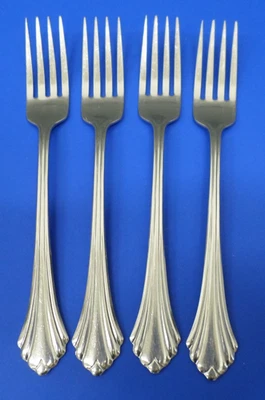 4 - Oneida BANCROFT Glossy Stainless USA Flatware DINNER FORKS - Well Used - Image 1 of 4