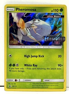 Pokemon SM Forbidden Light Pheromosa STAFF Gold Foil Stamp Prerelease Promo Card - Image 1 of 4