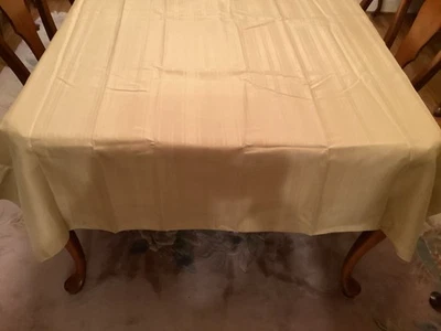 NWOT 60" X 102" Gold on Gold Tablecloth Stripe Polyester - Image 1 of 4