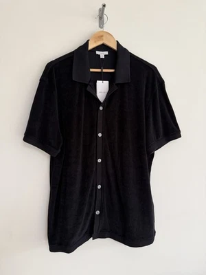 Camisa Reiss “Eden” Manga Corta Terry Toalla Negra XL **NUEVA ** Foto 1 de 4