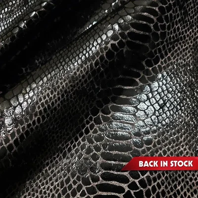 Black on Black Exotic Dragon Scales Black Metallic Foil on Crushed Ice Velvet 4 - Image 1 of 4