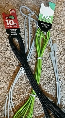 Set Of 3 Cordzilla Micro To USB USB-B To USB-A Cable 10ft Charing Cords - Image 1 of 4