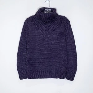 Ulla Johnson Vintage handgestrickter Woll Rollkragen Pullover (Gr. P/S) Grob Lila - Bild 1 von 11