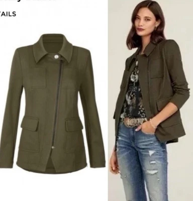 CAbi Olive Green Ponte Knit Academy Blazer Style # 4120 Size Medium - Image 1 of 4