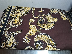 Elegant Brown Gold Black Batik Fabric Cotton 122x40 (two panels or one piece) - Picture 1 of 5