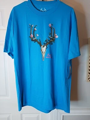 RealTree Women's Sz XL T-Shirt Buckhorn River Turquoise Women's Hunting Apparel  - Image 1 of 4