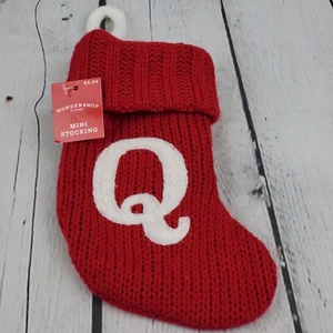 Christmas Mini Knit Stockings Holiday Decorations Red Letter "Q" Wondershop New - Picture 1 of 4