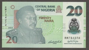 Nigeria 20 Naira 2009; UNC; P-34; BNB-B232f; General; Potter; ERROR - Imagen 1 de 4