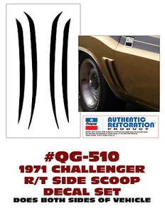 QG-510 1971 DODGE CHALLENGER - QUARTER PANEL SIDE SCOOP - 4PC BLACKOUT DECAL - Bild 1 von 1