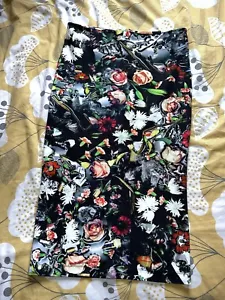 McQ Alexander McQueen Floral Print Jersey Pencil Skirt Stretch Size M - Picture 1 of 10
