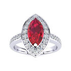 14K White Gold 1 Carat Marquise Ruby and Diamond Ring