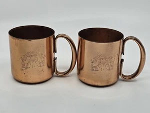 Vtg Mule Copper Mug Etched Logo Bucking Mule (Lot of 2) 14oz Lot 2 - Picture 1 of 12