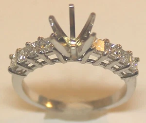 14K WHITE GOLD - DIAMOND ENGAGEMENT RING SEMI MOUNT / SIZE 6.25 - Picture 1 of 5