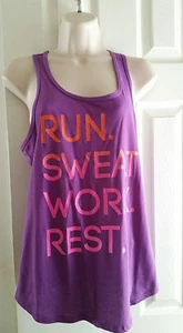 Women's CHIN UP Run Sweat Work Rest Workout Fitness Gym Tunic Top Shirt Purple M - Picture 1 of 1