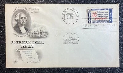 1960 1st-Day Issue George Washington/American Credo Series 4¢ Stamp / Mt. Vernon - Image 1 of 4