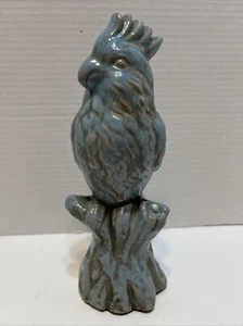 Vintage Blue Ceramic Tropical Bird Cockatoo 10” Statue Home Decor Cockatiel  - Picture 1 of 10